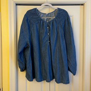 Old Navy Denim Swing Peasant Top - Size 4x